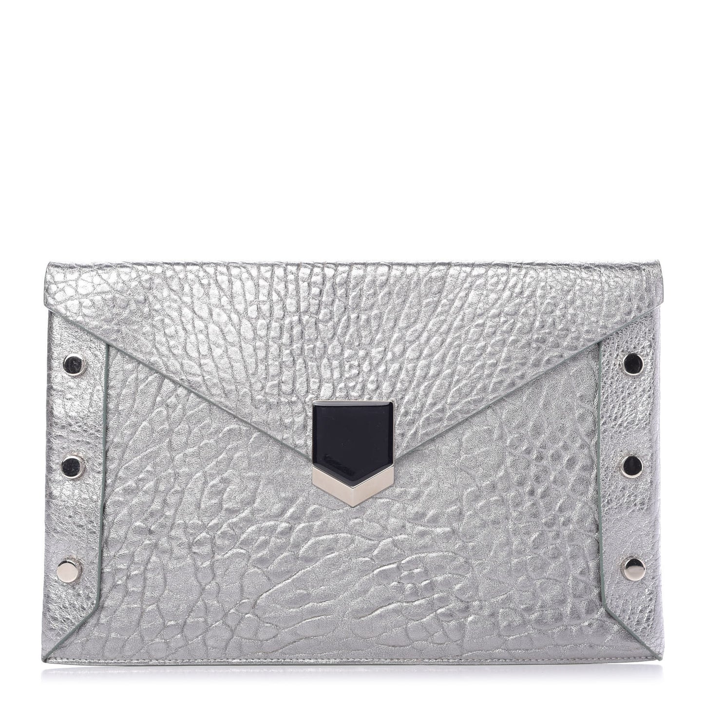 Metallic Grainy Calfskin Lockett Envelope Clutch Platinum