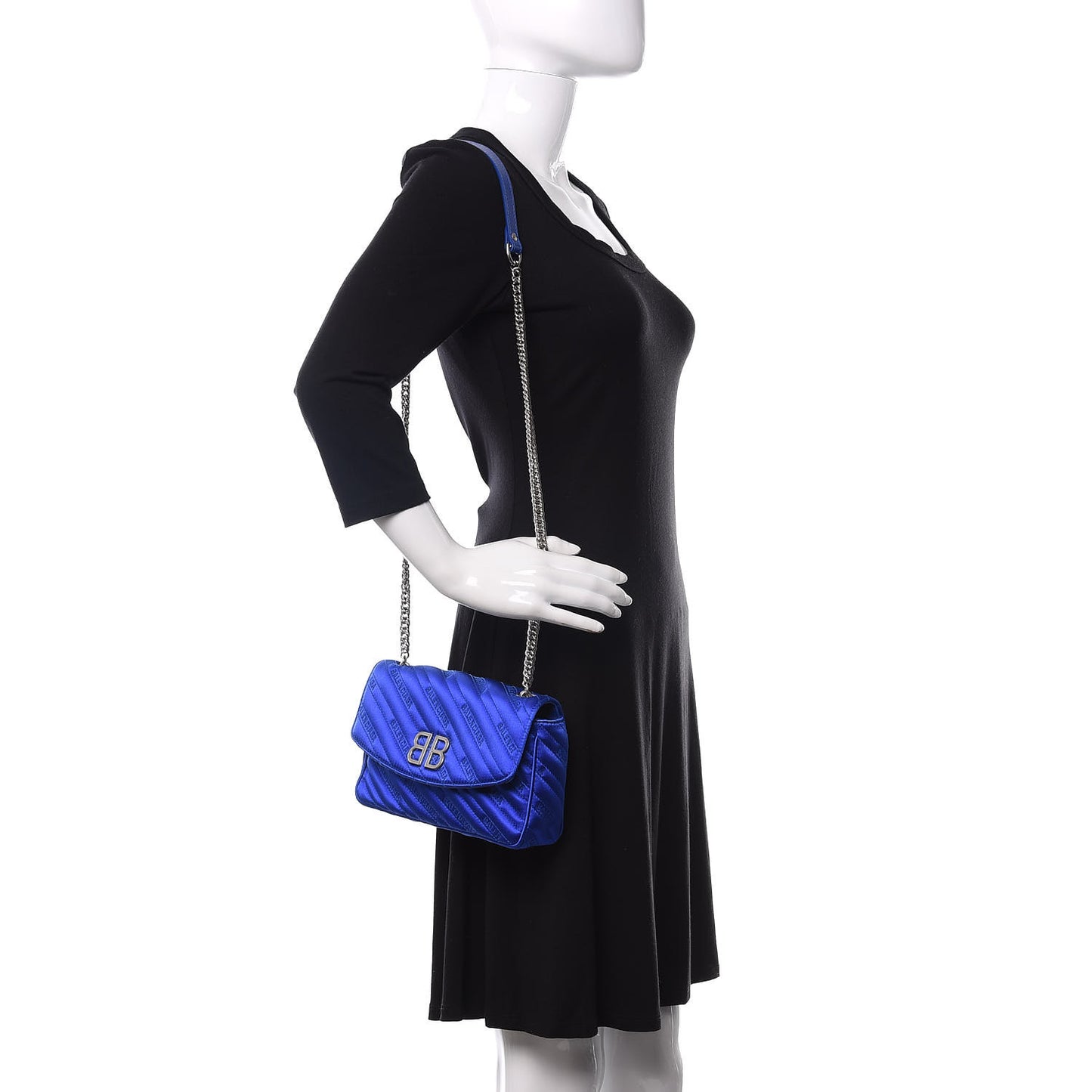 Satin Jacquard Logo Matelasse BB Chain Wallet Electric Bleu