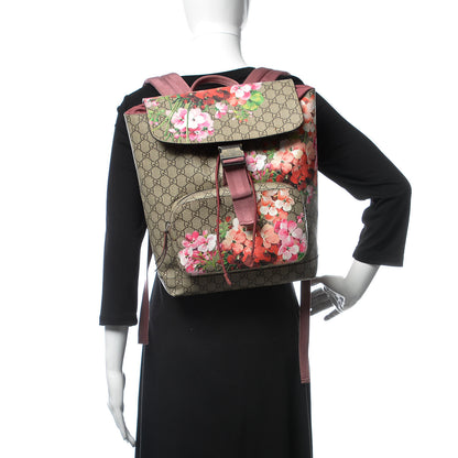 Gucci GG Supreme Monogram Blooms Medium Single Buckle Backpack Beige Multicolor Dry Rose 2 of 13