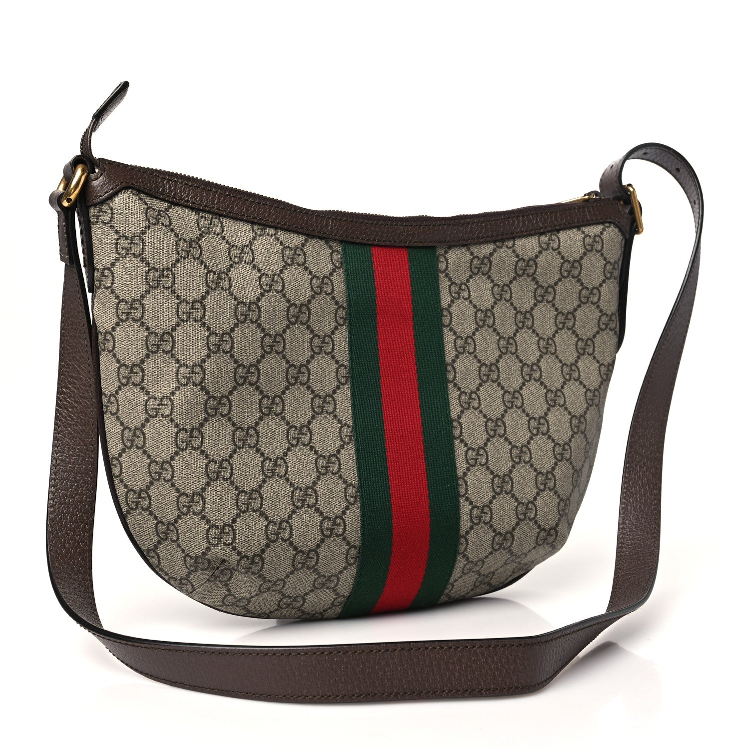 Gucci GG Supreme Monogram Web Small Ophidia Half Moon Hobo Brown 3 of 10