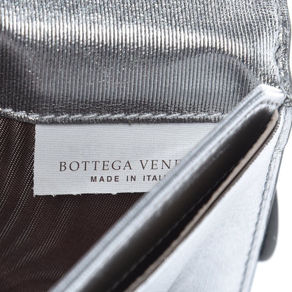 Bottega Veneta Metallic Grosgrain Intrecciato Continental Wallet Silver 8 of 12