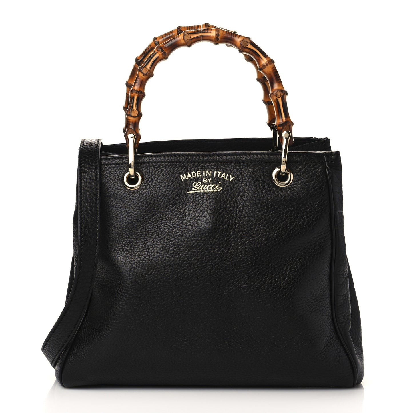 Calfskin Small Bamboo Shopper Tote Black