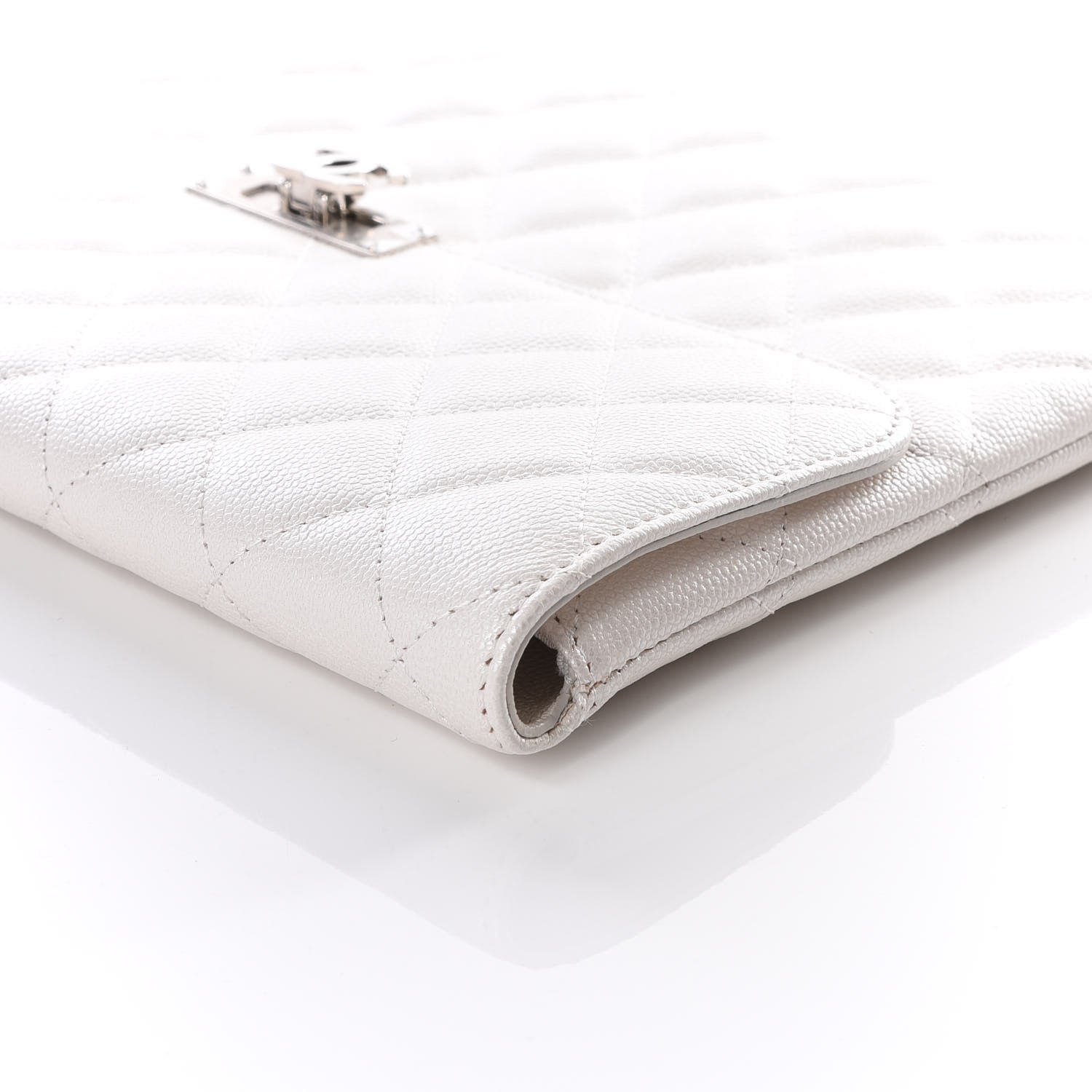 Chanel Caviar Quilted Medium Golden Class Pouch White 8 of 12