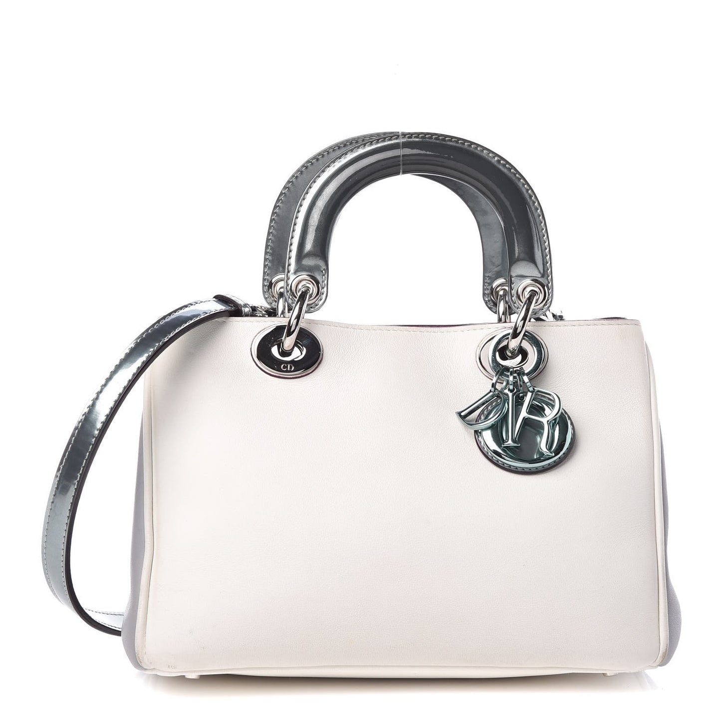 Calfskin Small Diorissimo White Grey