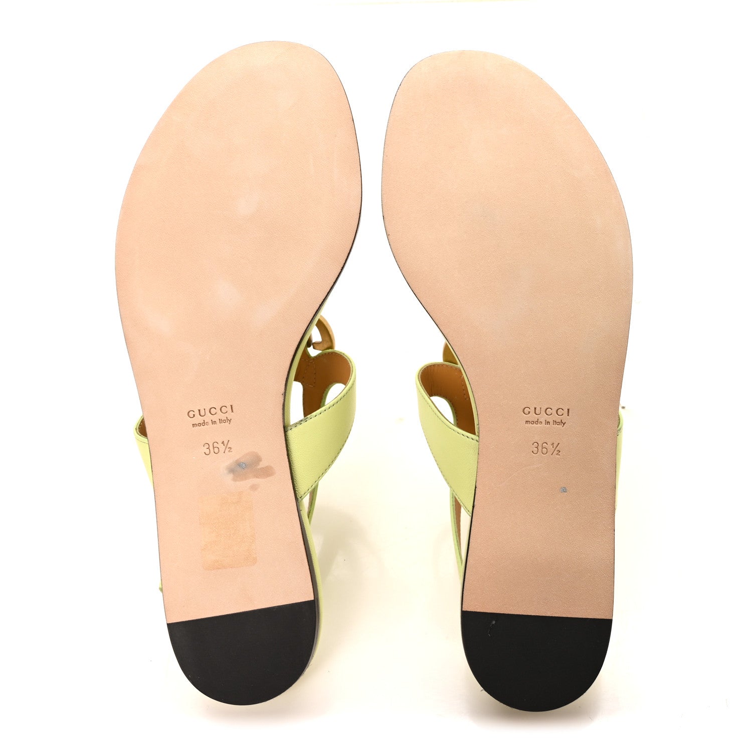 Gucci Calfskin Double G Thong Flat Sandals 36.5 Pistachio Green 6 of 9