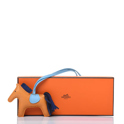 Hermes Milo Lambskin Grigri Rodeo Horse Bag Charm PM Naturel Bouton D'Or Celeste Bleu Saphir 7 of 7