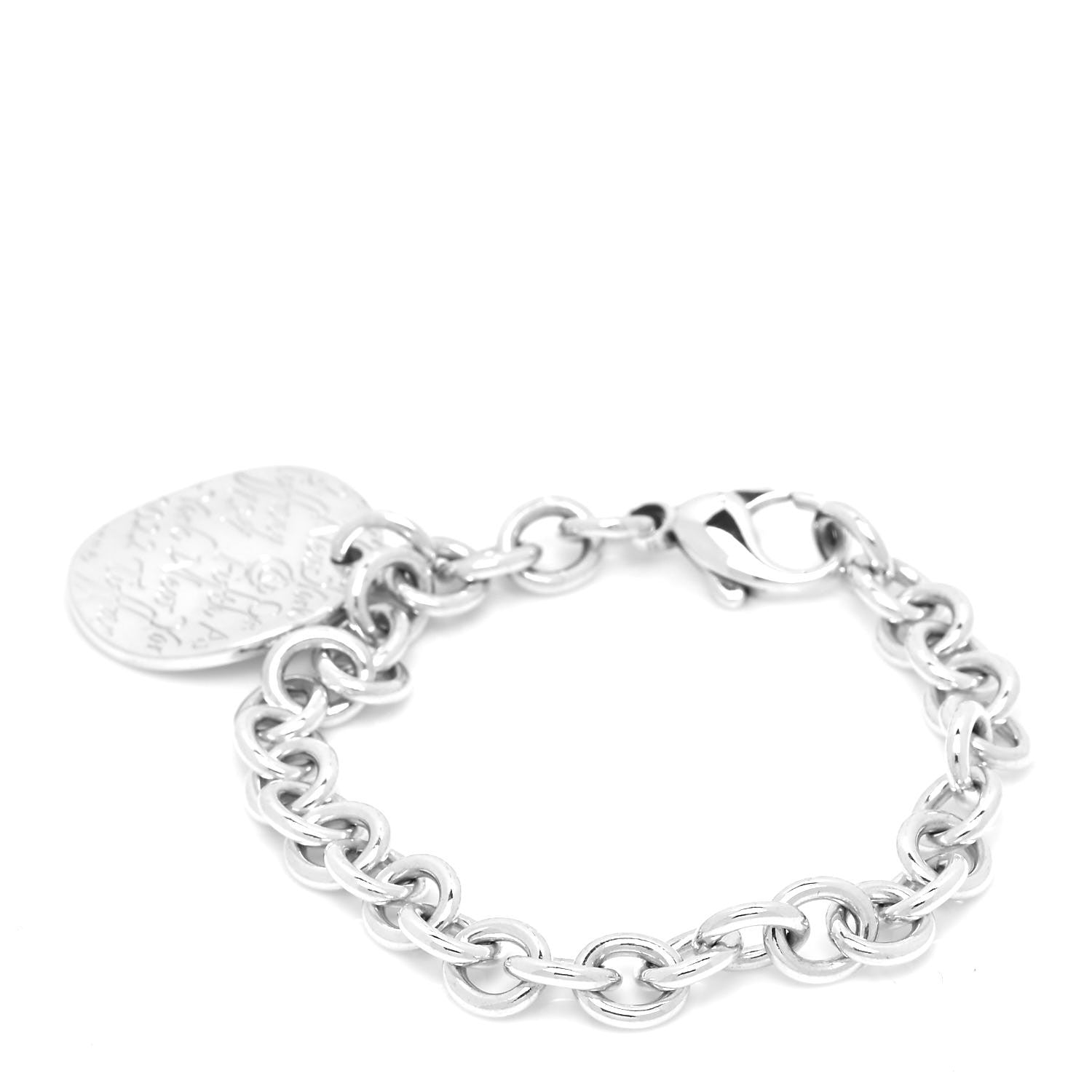 Tiffany Sterling Silver Notes Round Tag Charm Bracelet 3 of 6