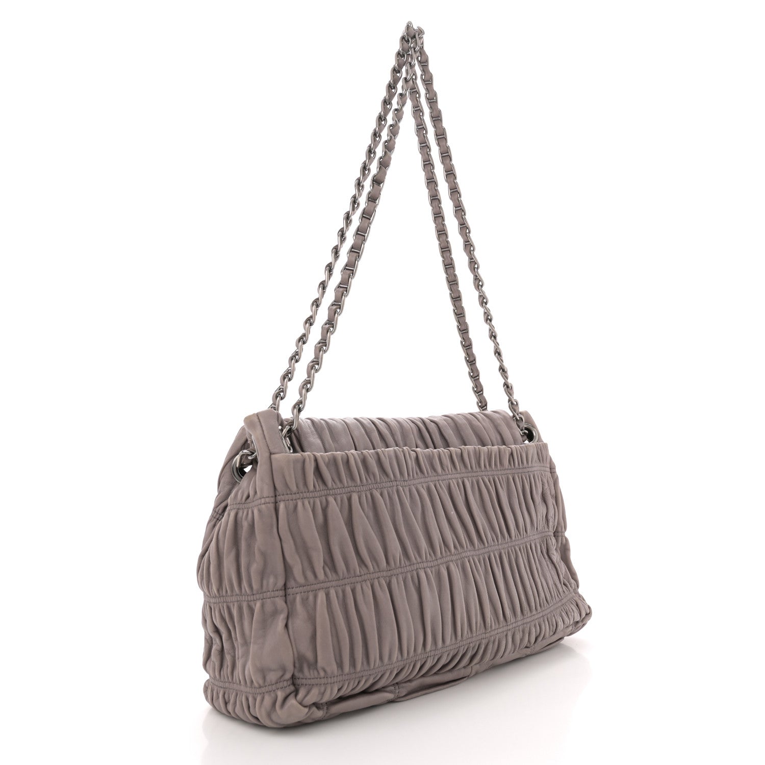 Prada Nappa Gaufre Flap Chain Shoulder Bag Bambu 2 of 11