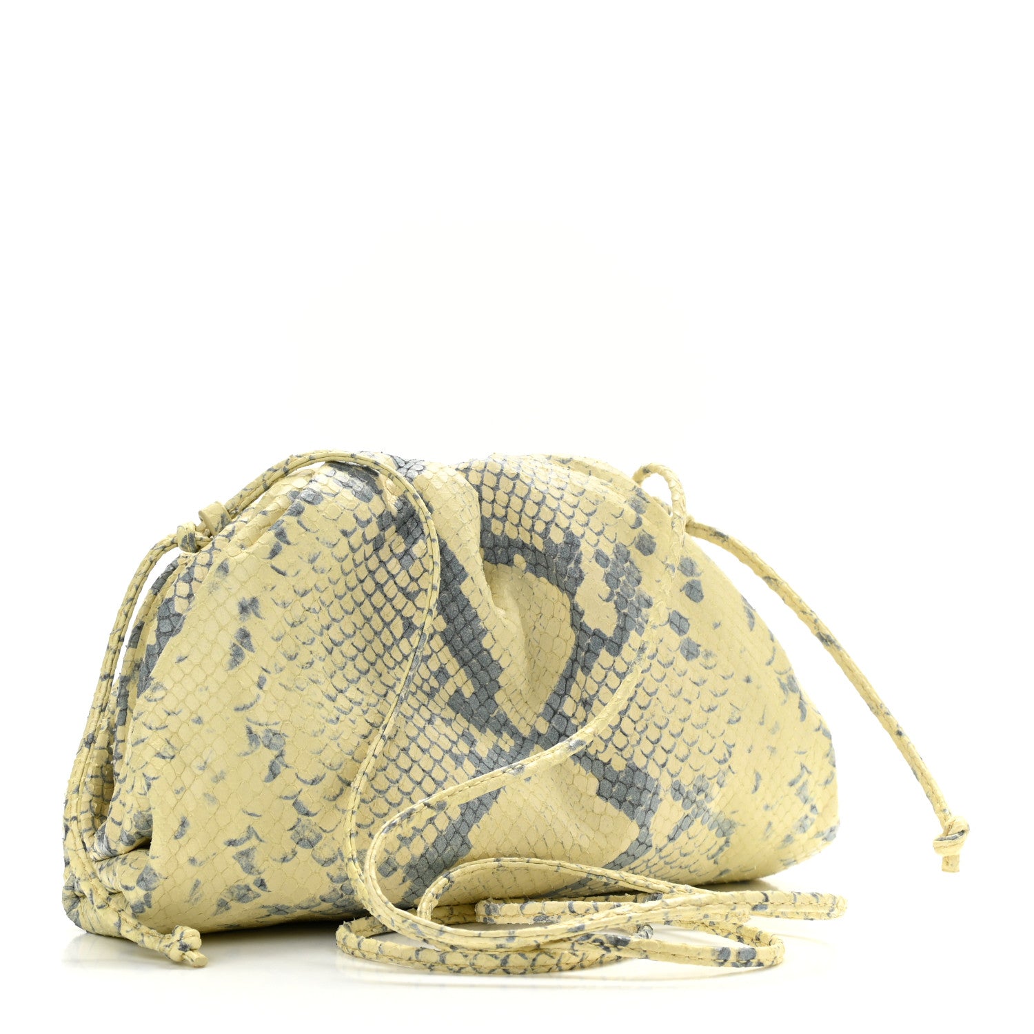 Bottega Veneta Goatskin Python Embossed The Mini Pouch Kiwi Black Silver 3 of 15