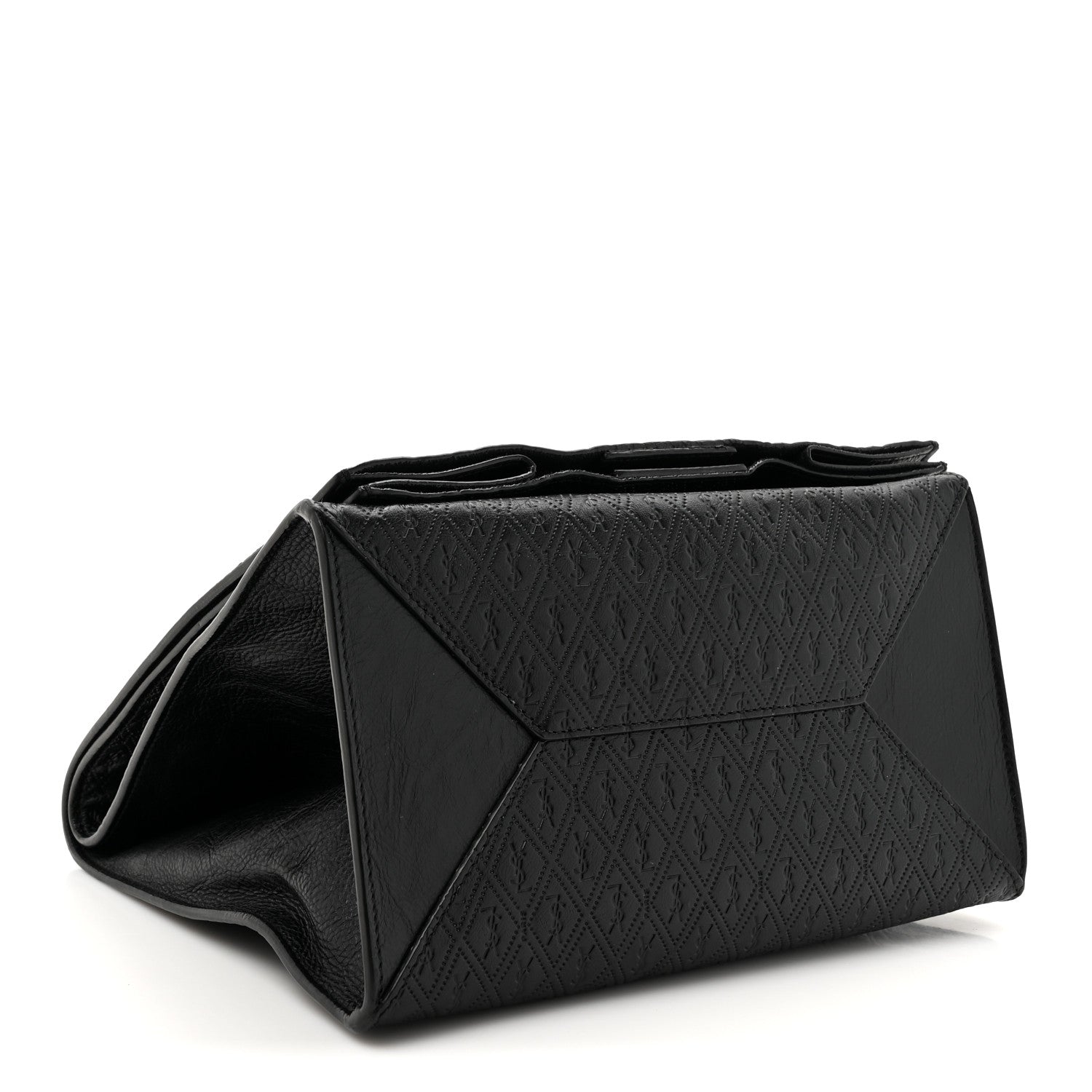 Saint Laurent Calfskin Monogram Deli Paper Bag  Vintage Black 4 of 10