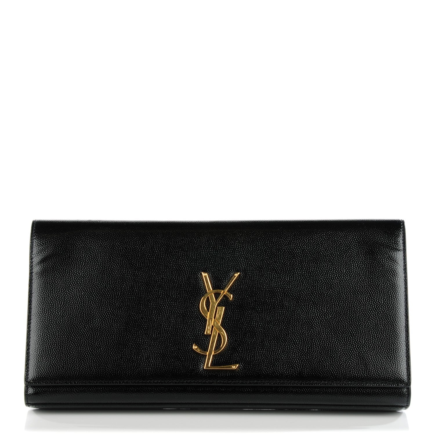 Saint Laurent Textured Patent Classic Monogram Clutch Black 1 of 7