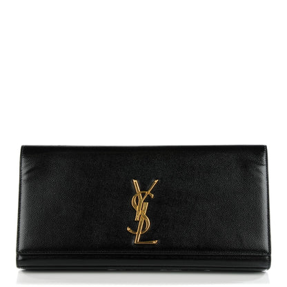 Saint Laurent Textured Patent Classic Monogram Clutch Black 1 of 7