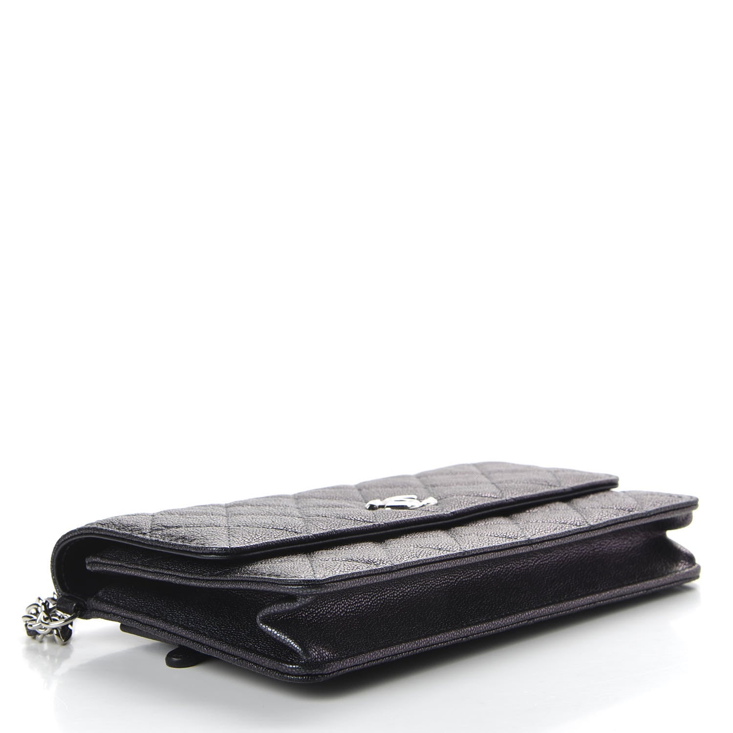 Chanel Iridescent Caviar Quilted Classic Pouch Clutch Black 4 of 10