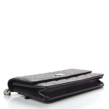 Chanel Iridescent Caviar Quilted Classic Pouch Clutch Black 4 of 10