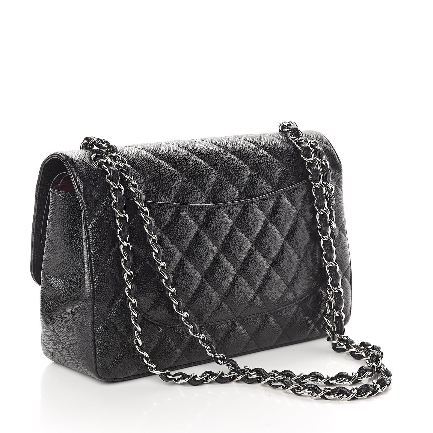 Caviar Quilted Jumbo Double Flap Black
