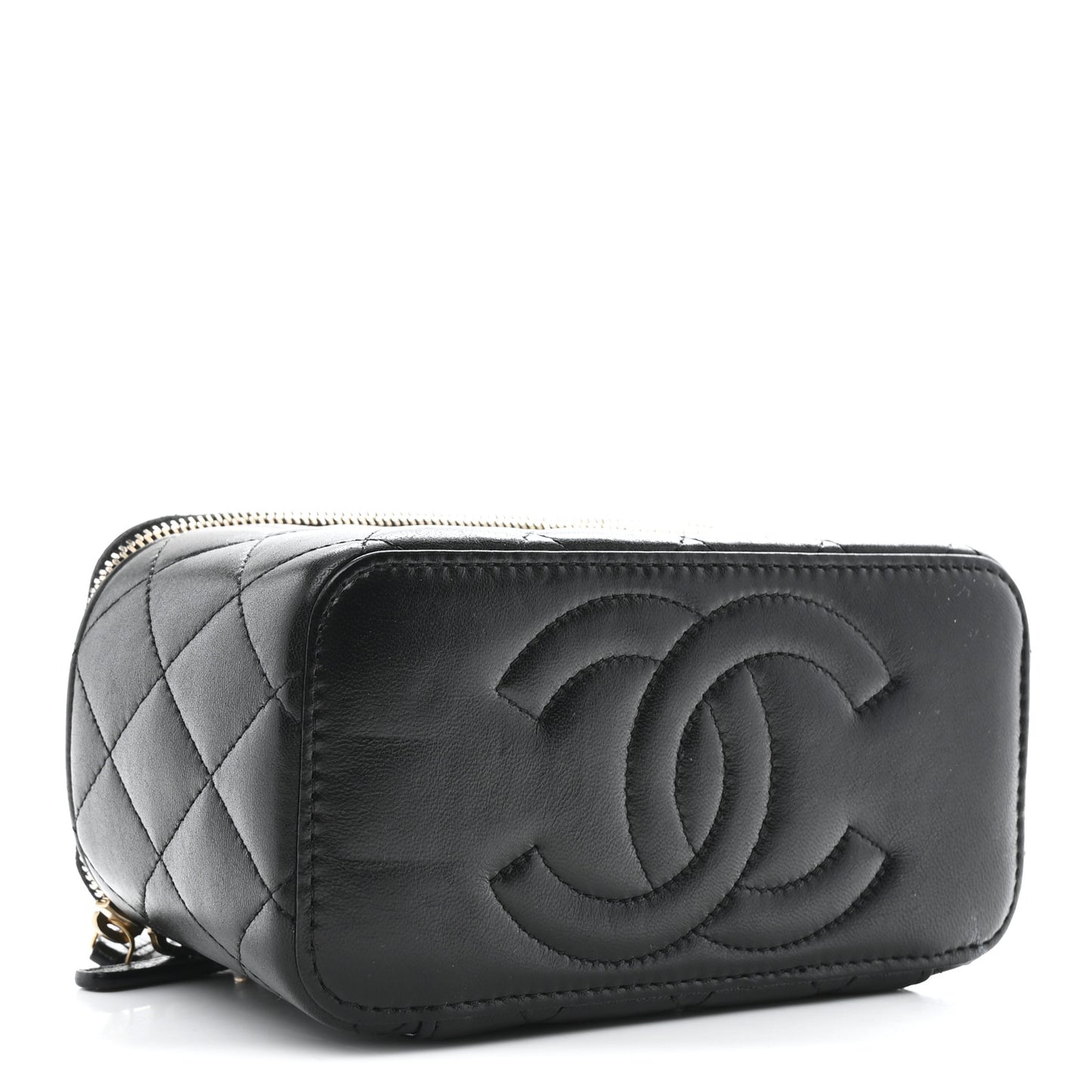 Lambskin Quilted Small CC Dynasty Vanity Case With Chain Black