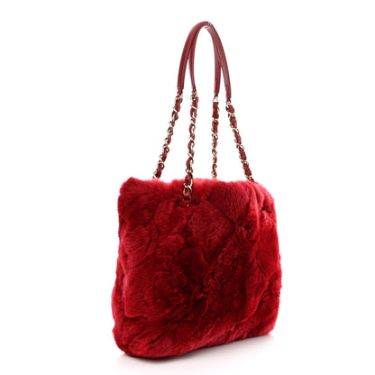 Chanel Rabbit Fur Harlequin Shoulder Bag Red 3 of 10