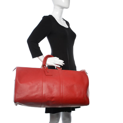 Louis Vuitton Epi Keepall 55 Castillan Red 2 of 23