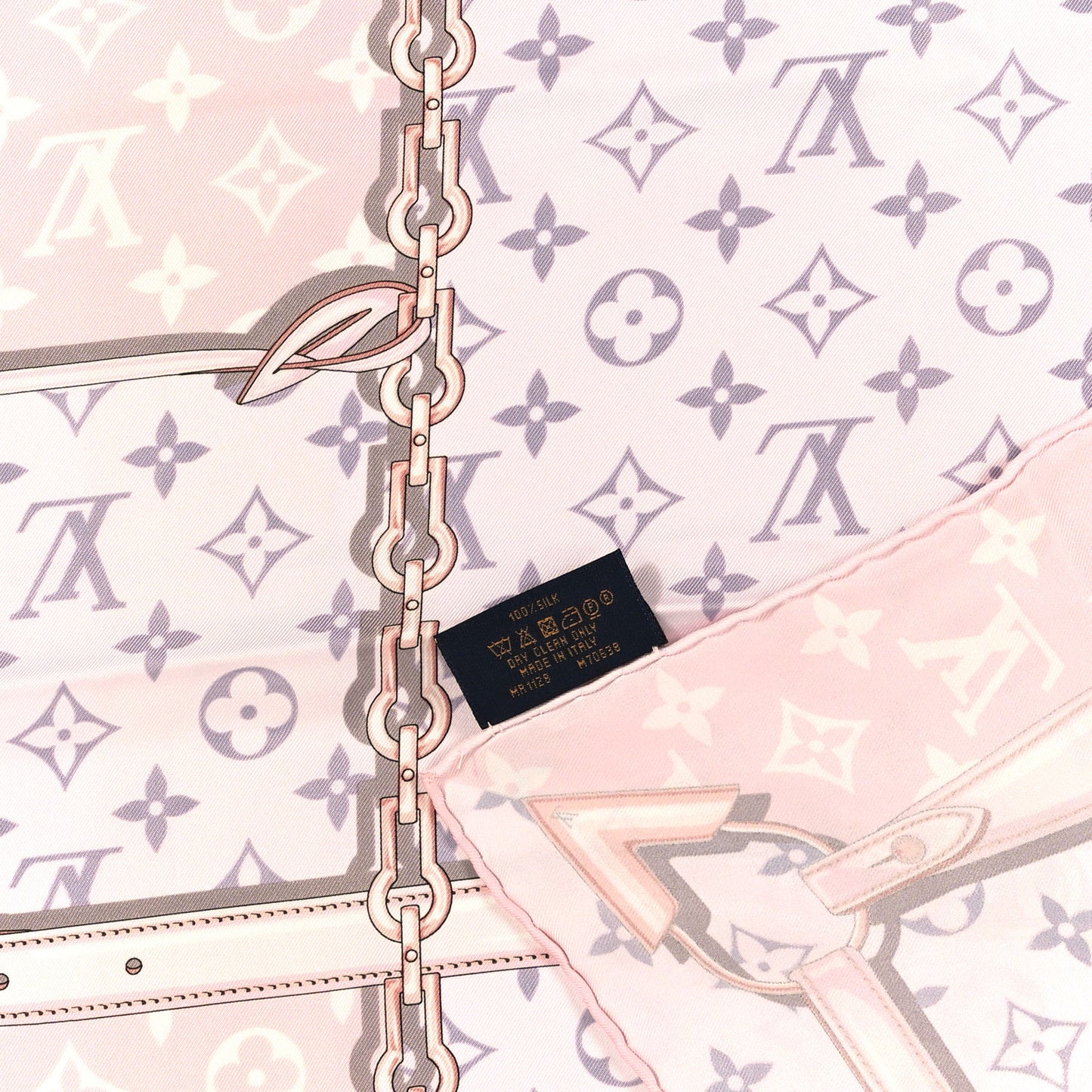 Silk Monogram Confidential Square Scarf Light Pink
