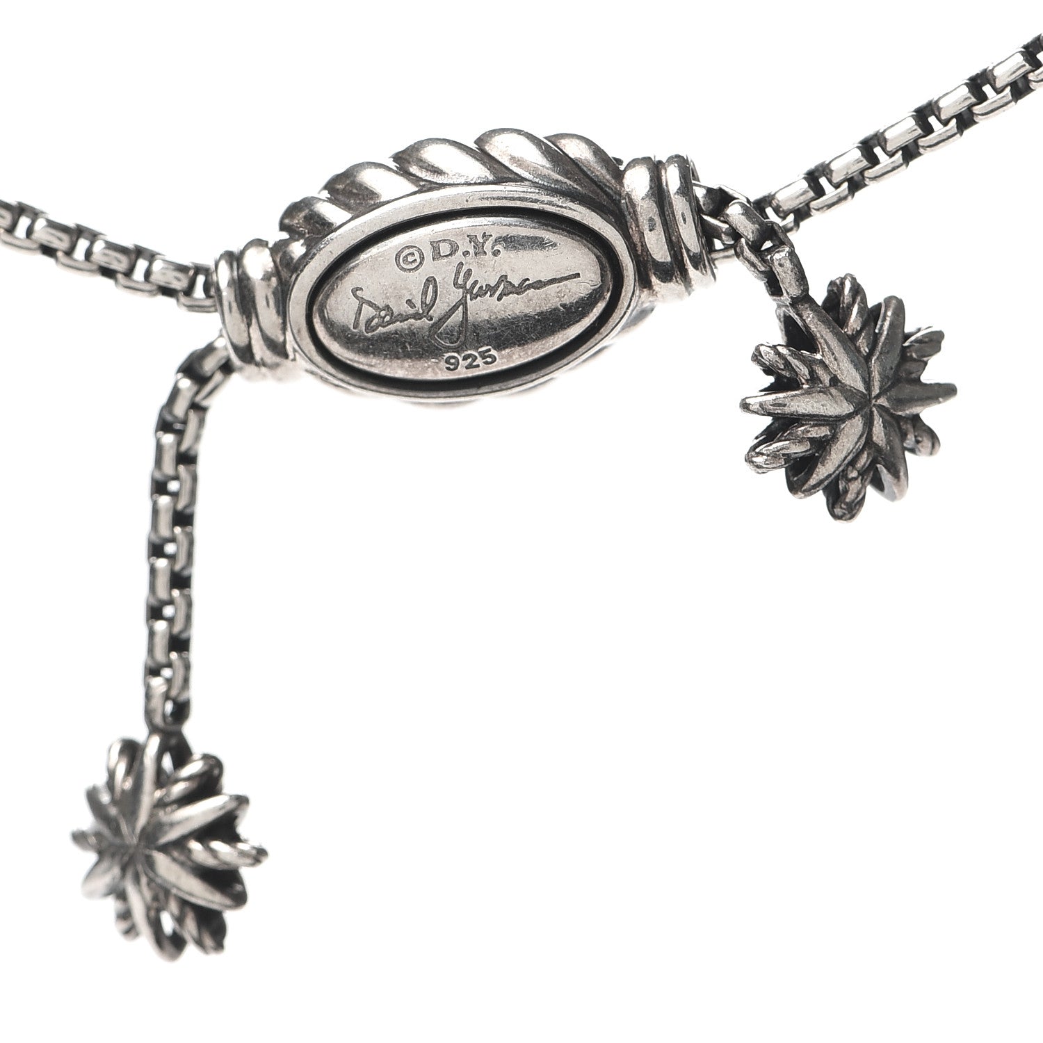 David Yurman Sterling Silver Diamond Starburst Y Necklace 5 of 5