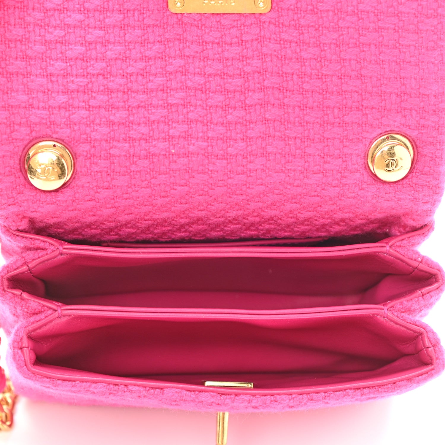 Chanel Cashmere Tweed Quilted Mini Bijoux Flap Fuchsia 5 of 12