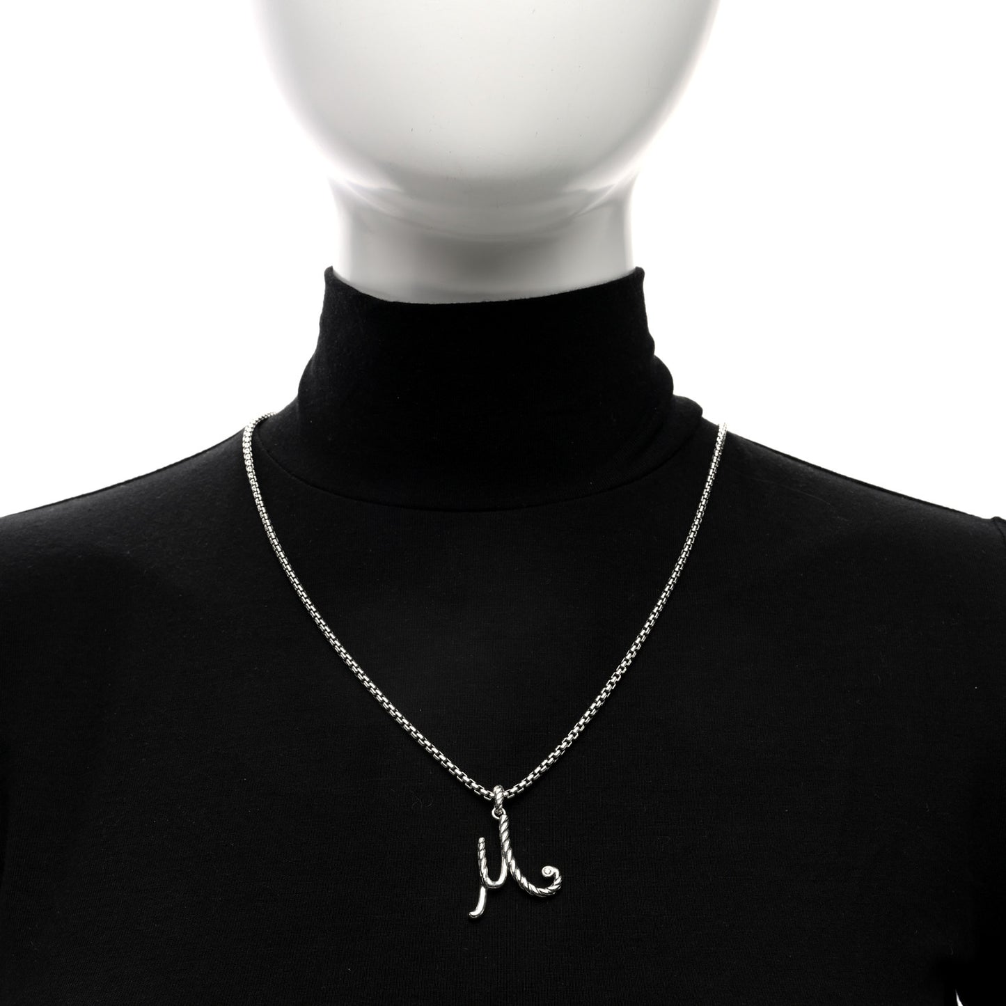 Sterling Silver Diamond Cable Collectibles Initial M Charm Necklace