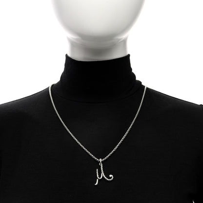 David Yurman Sterling Silver Diamond Cable Collectibles Initial M Charm Necklace 2 of 5
