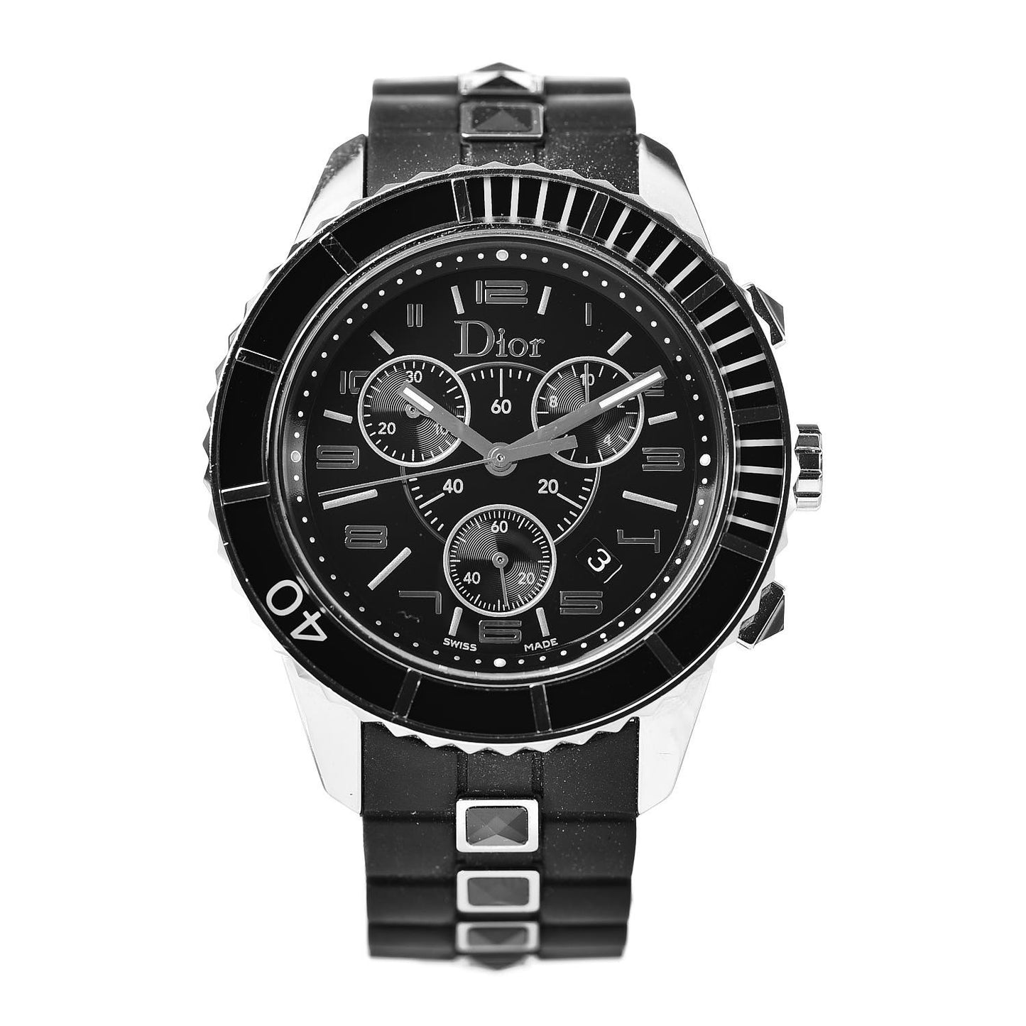 Stainless Steel Rubber Sapphire 38mm Christal Chronograph Quartz Watch Black
