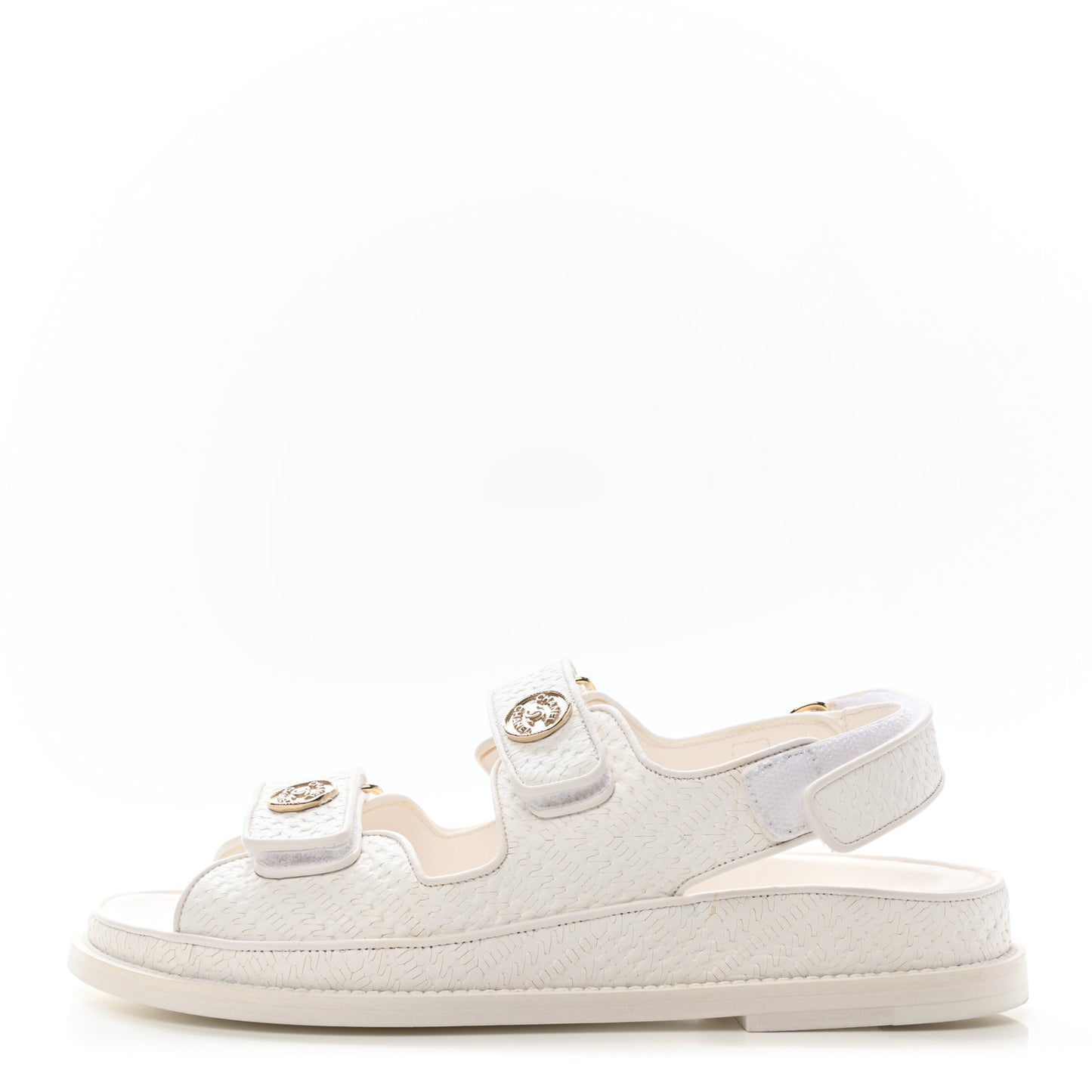 Calfskin Printed Velcro Dad Sandals 36.5 White