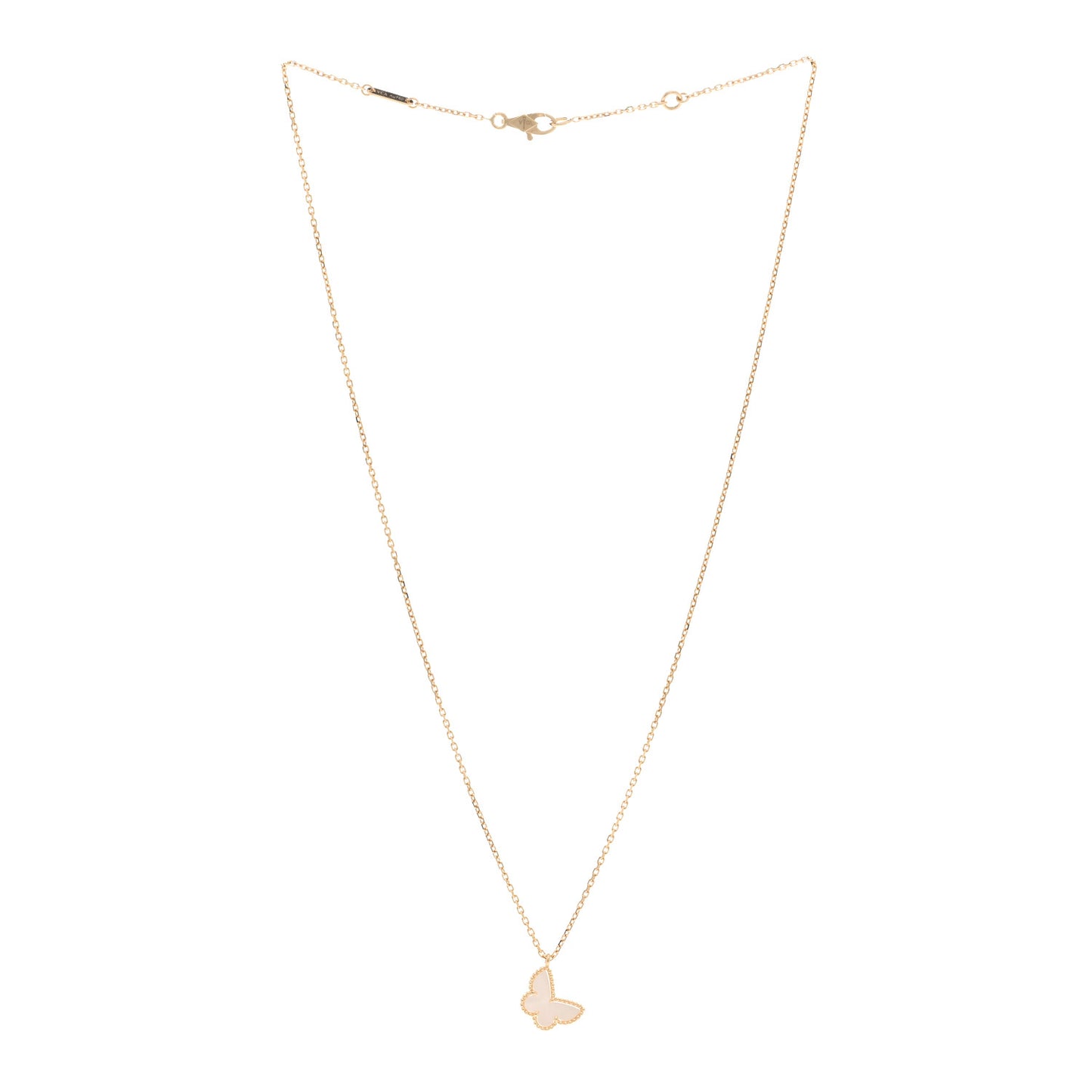 18K Yellow Gold Mother of Pearl Sweet Alhambra Butterfly Pendant Necklace