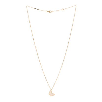 Van Cleef & Arpels 18K Yellow Gold Mother of Pearl Sweet Alhambra Butterfly Pendant Necklace 3 of 6