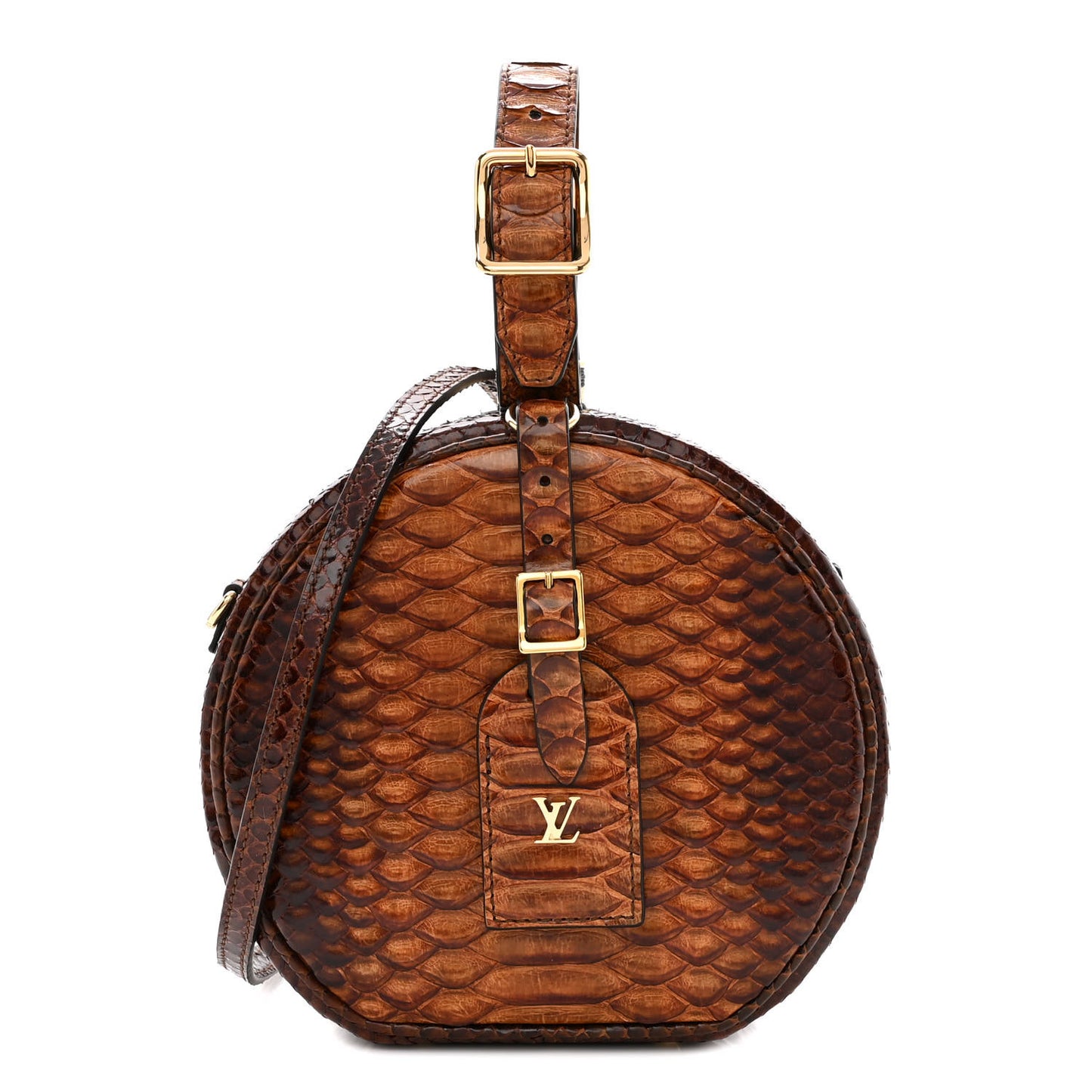 Snakskin Petite Boite Chapeau Brown