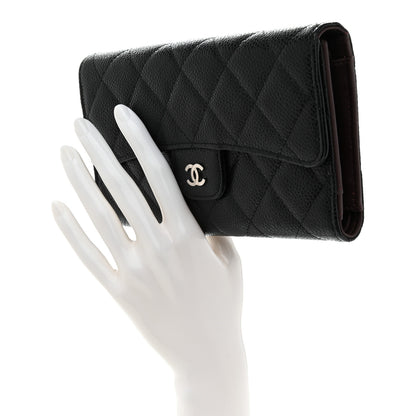 Chanel Caviar Quilted Long Flap Wallet Black 2 of 9