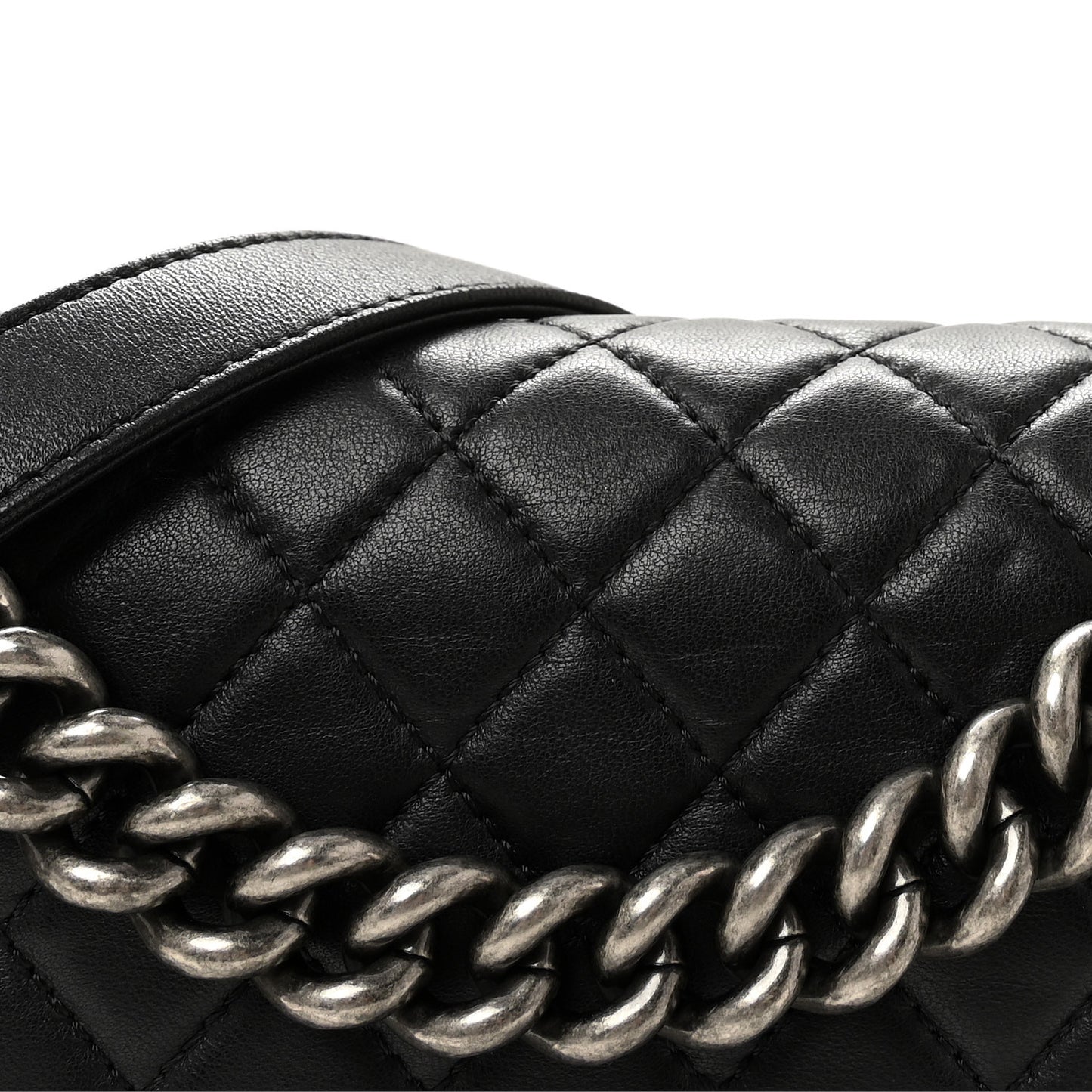Lambskin Quilted Medium Boy Flap Black