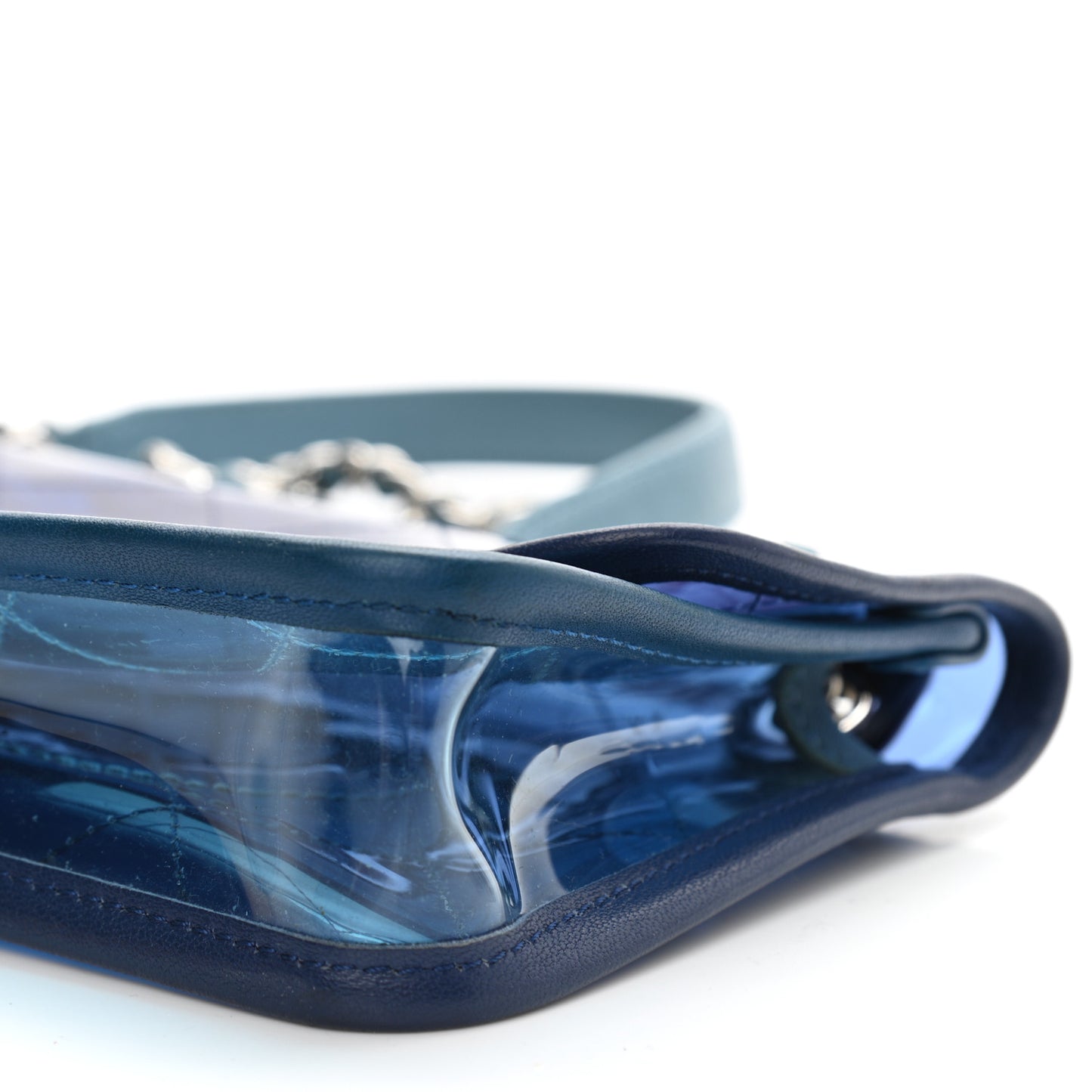 PVC Lambskin Stitched Mini Coco Splash Flap Blue