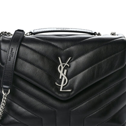 Saint Laurent Calfskin Y Quilted Monogram Small Loulou Chain Satchel Black 7 of 11