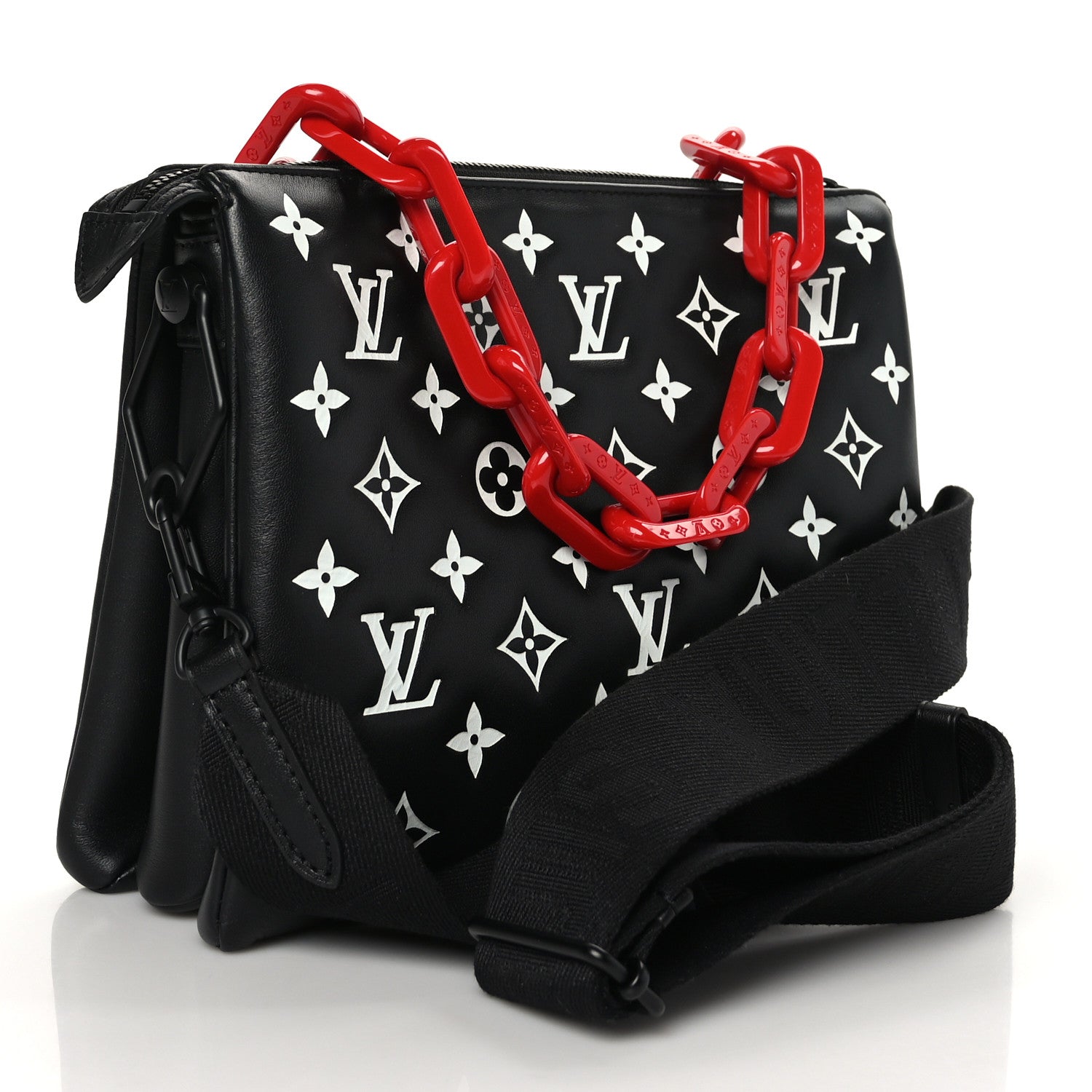 Louis Vuitton Lambskin Embossed Monogram Coussin PM Black White 2 of 8