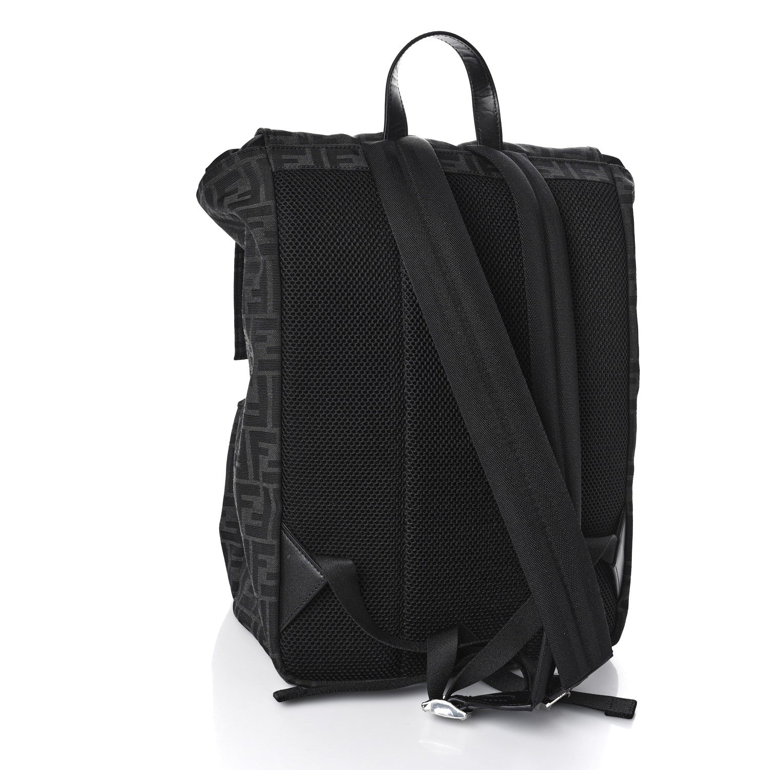 Fendi Recycled Fabric Jacquard Vitello Astro FF 1974 Medium Fendiness Backpack Asfalto Black 3 of 8