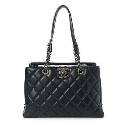 Chanel Goatskin Quilted Large City Rock Shopping Bag Navy 1 of 7