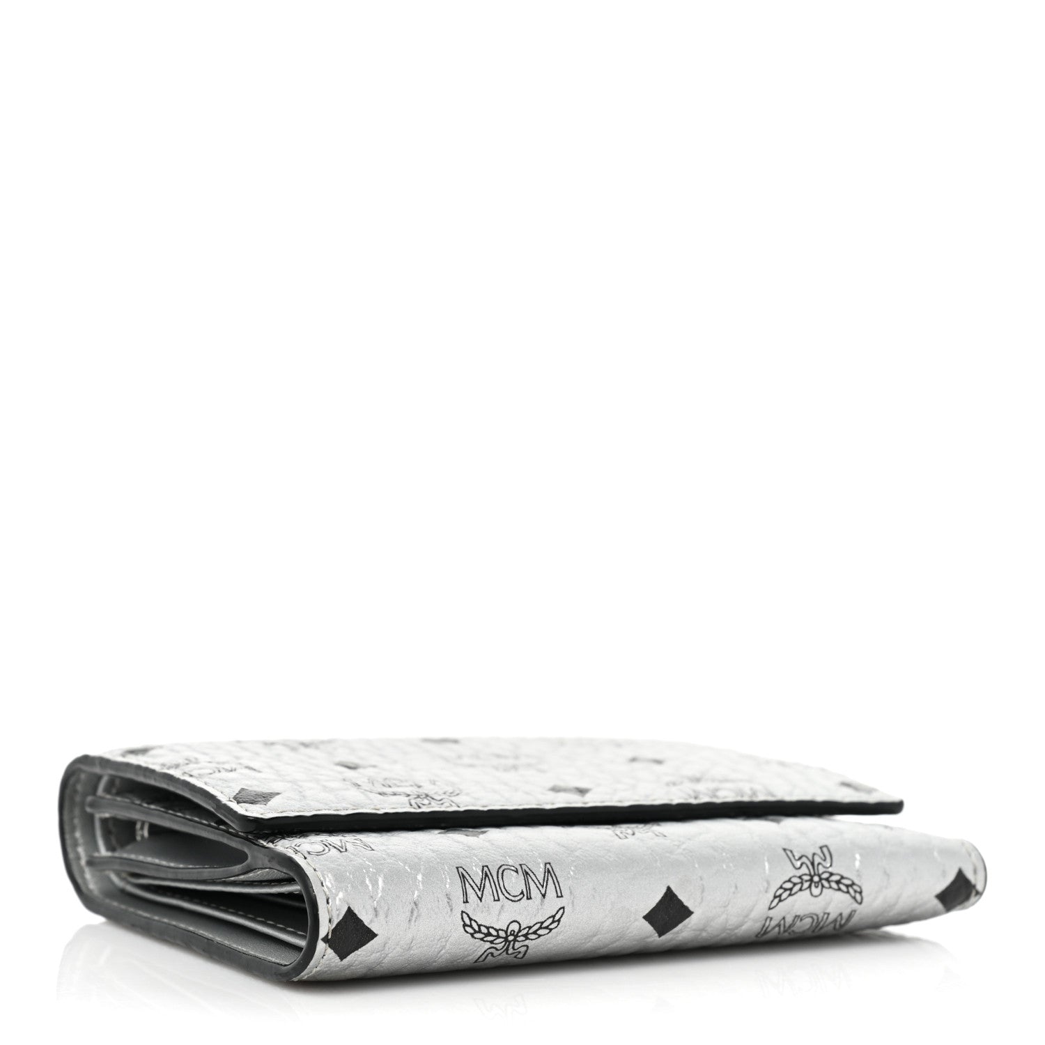 MCM Metallic Visetos Trifold Wallet Silver 4 of 11