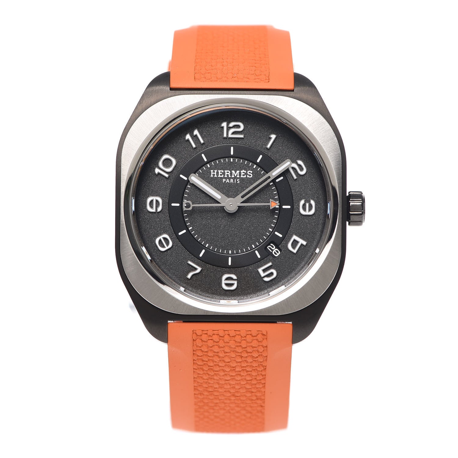 Hermes DLC Coated Titanium Rubber 39mm H08 Automatic Watch Orange 1 of 7