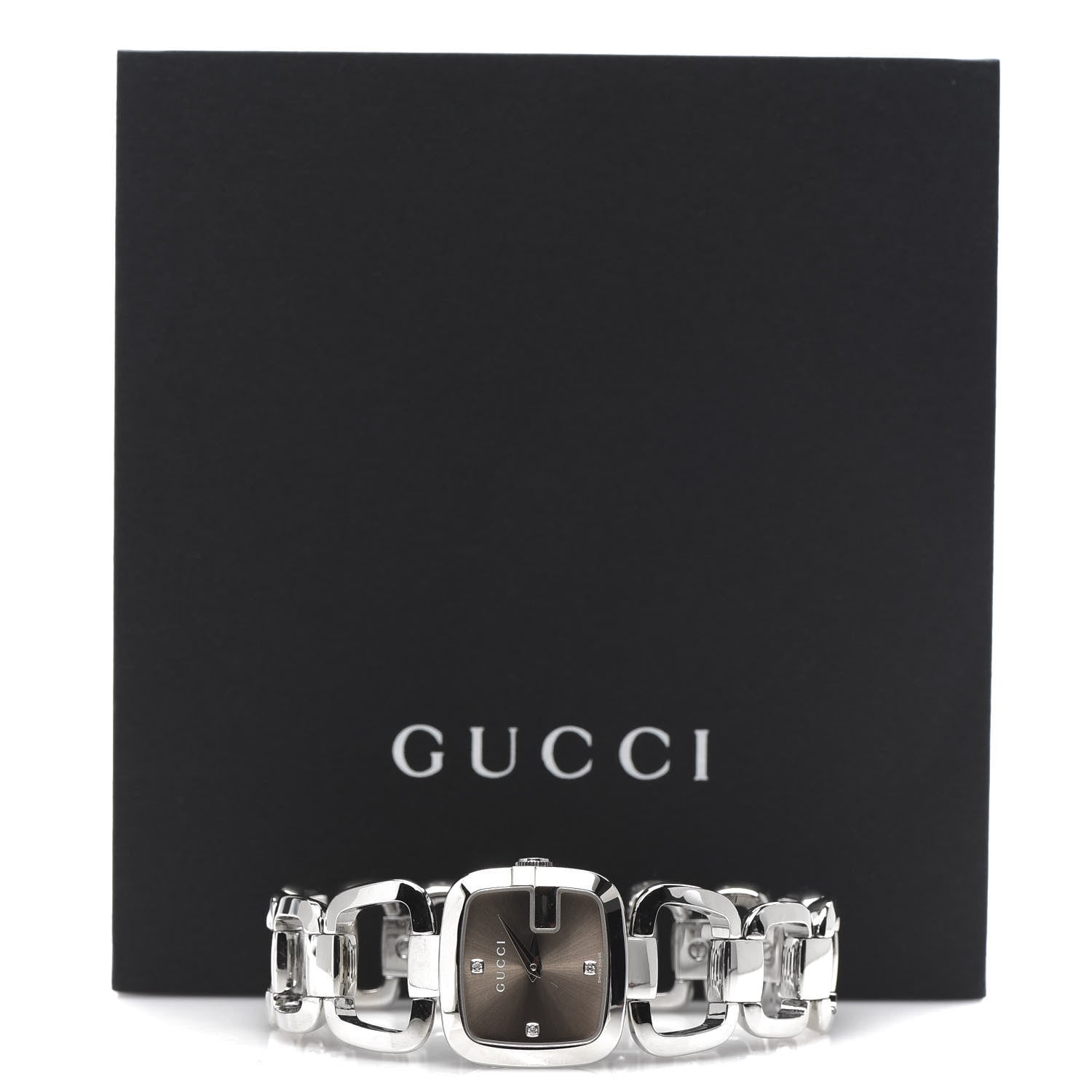 Gucci Stainless Steel Diamond 24mm G-Gucci Square Quartz Watch 6 of 6