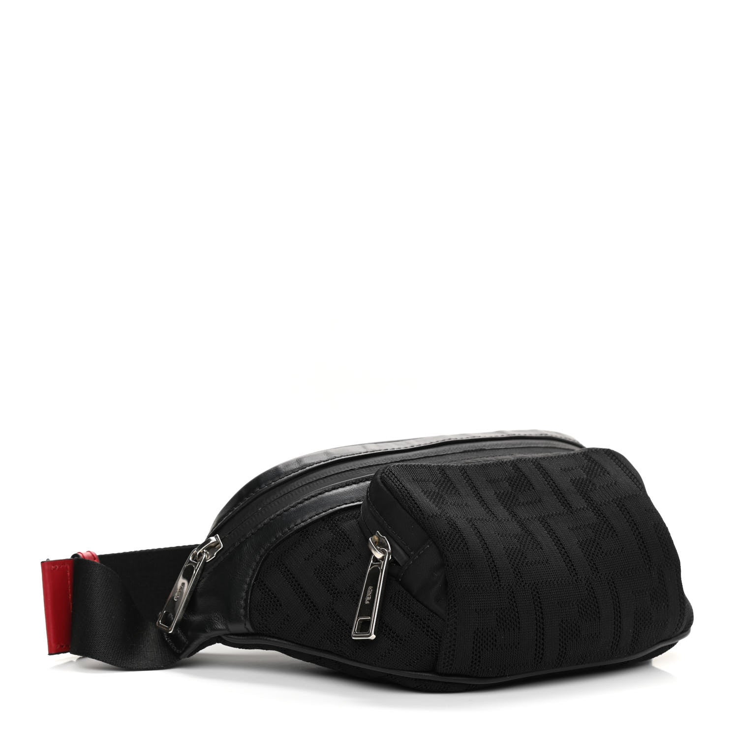Fendi Neoprene Mesh Vitello Grace FF Pocket Belt Bag Black 4 of 9