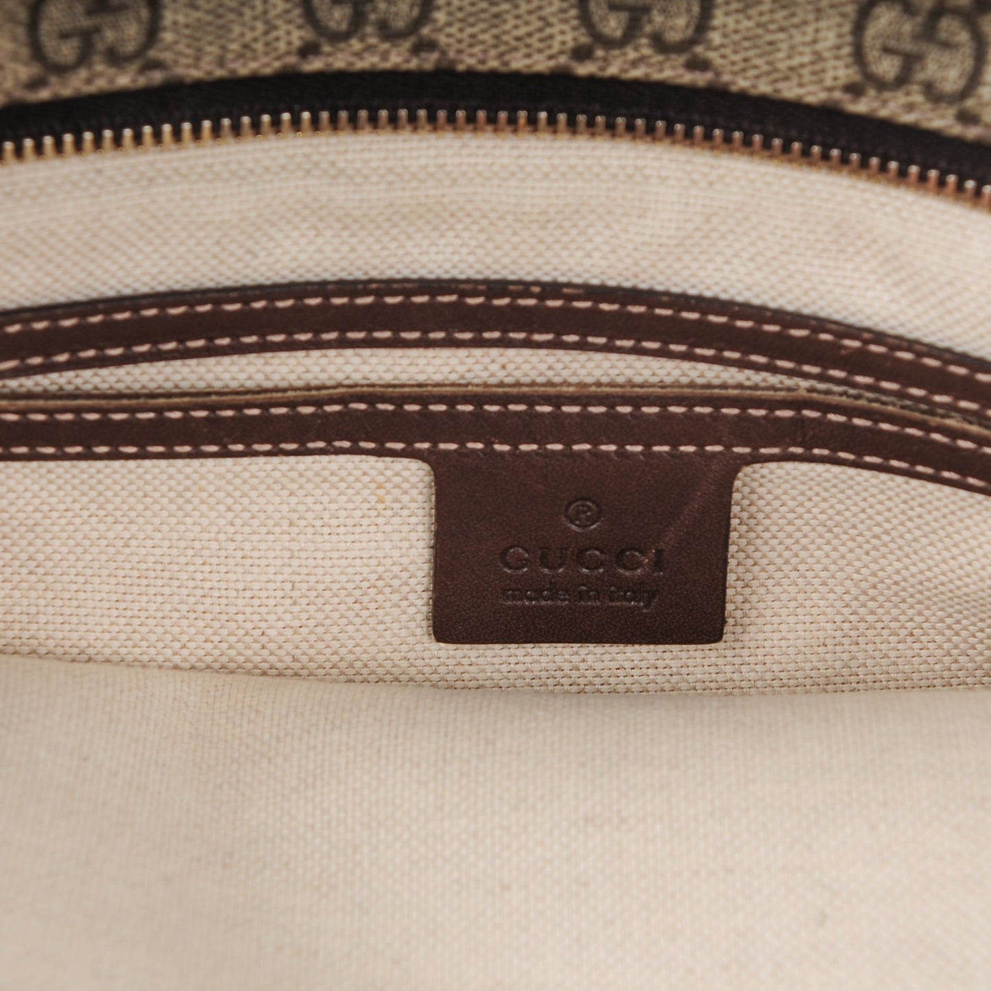GG Plus Monogram Large Flat Messenger Bag Beige Brown