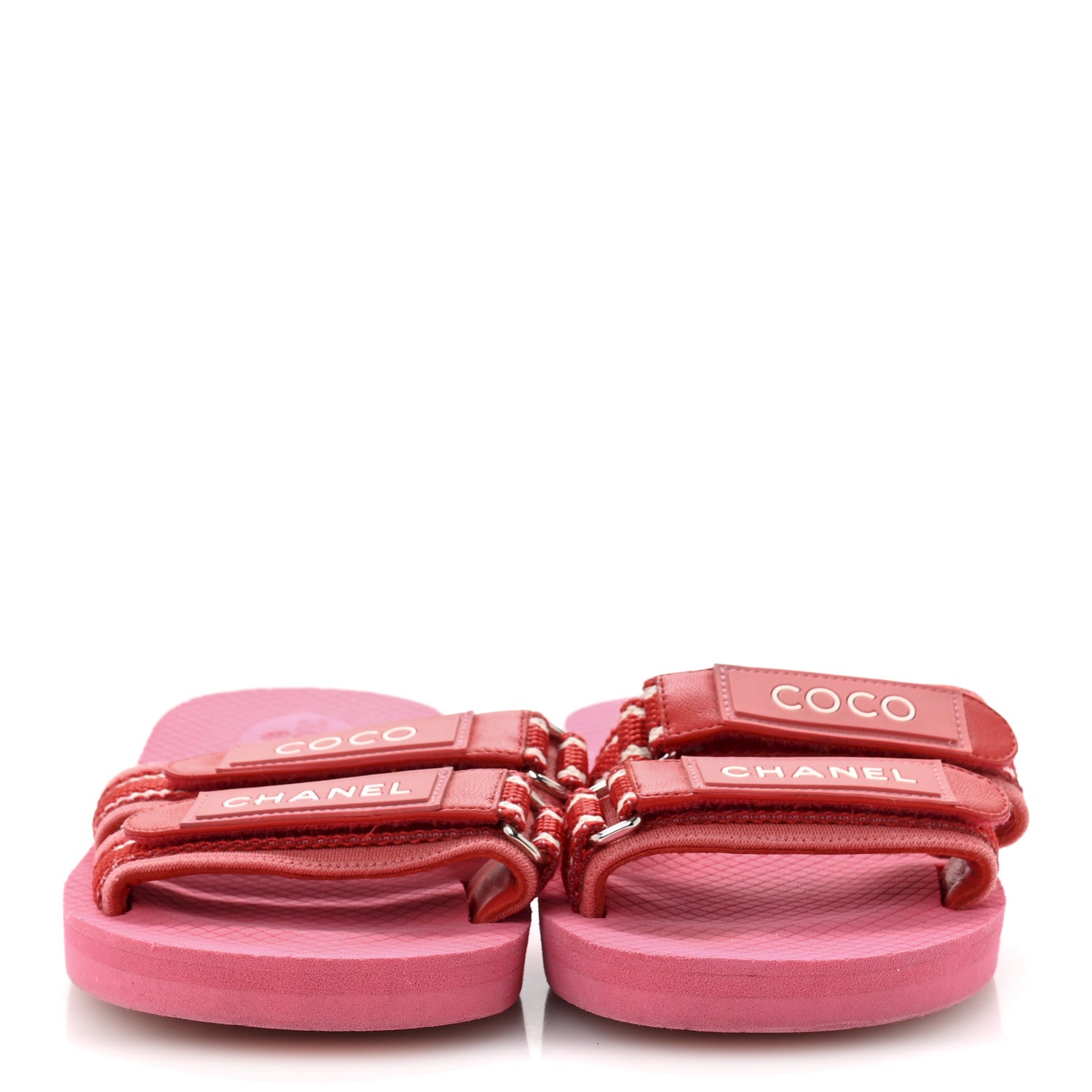 Chanel Fabric Rubber Coco Slides 38 Red 3 of 11