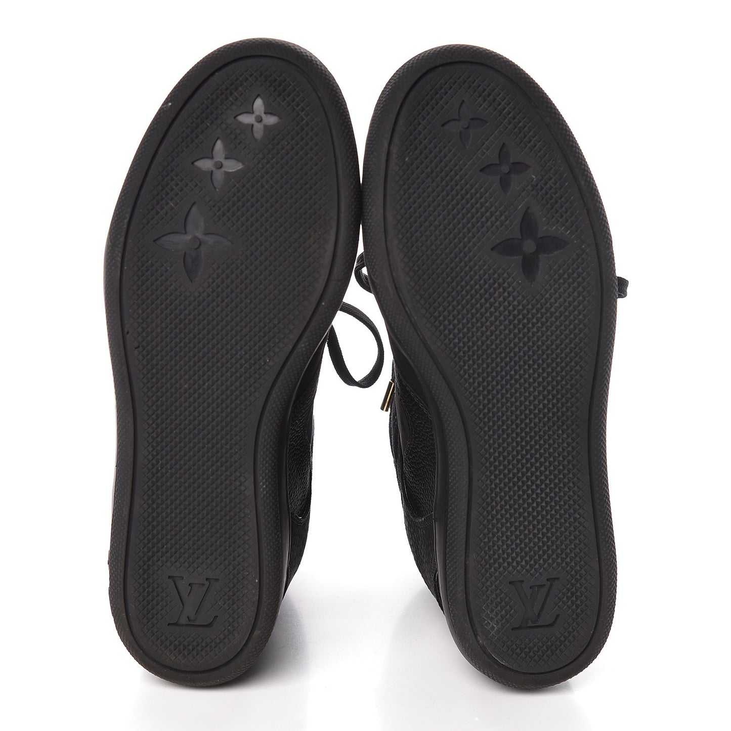 Calfskin Suede Monogram Cliff Top Wedge Sneakers 38 Black