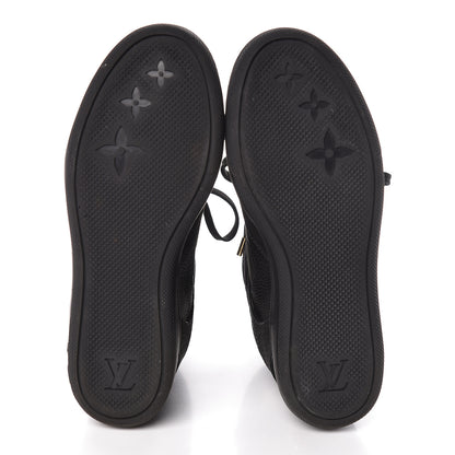 Louis Vuitton Calfskin Suede Monogram Cliff Top Wedge Sneakers 38 Black 7 of 10