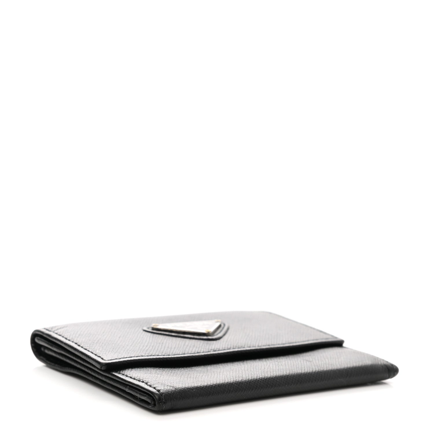 Prada Saffiano Triangle Coin Purse Black 4 of 8
