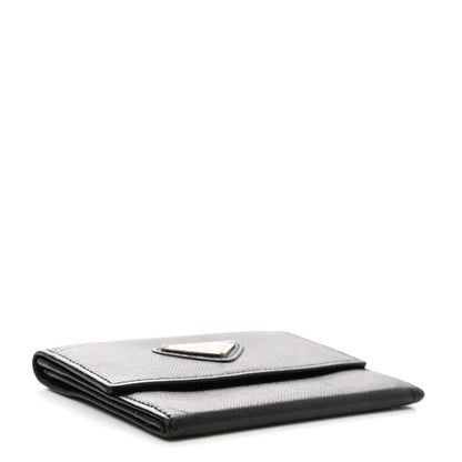 Prada Saffiano Triangle Coin Purse Black 4 of 8