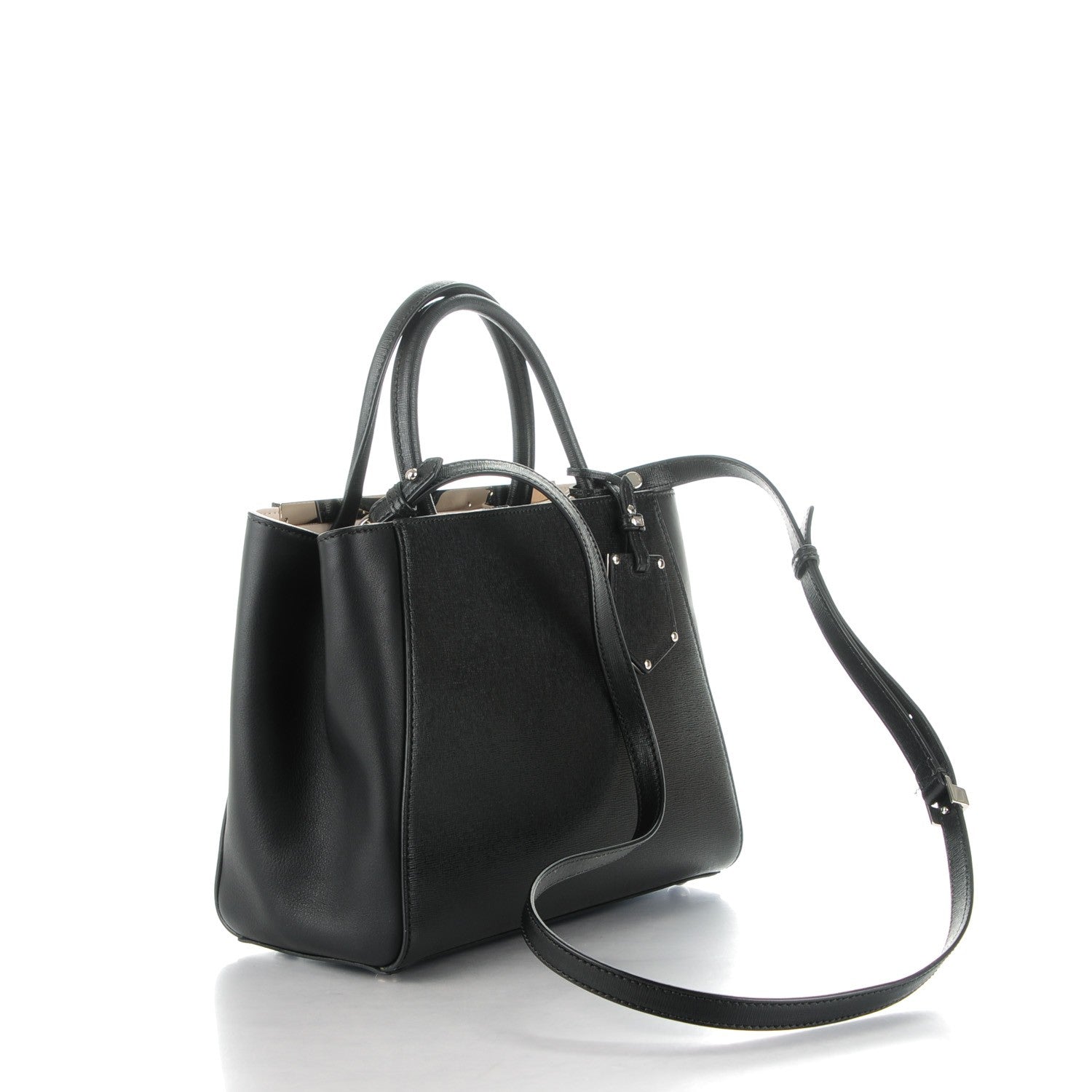 Fendi Vitello Elite Flamingo Mink Monster Charm Petite 2Jours Tote Black Multicolor 3 of 8
